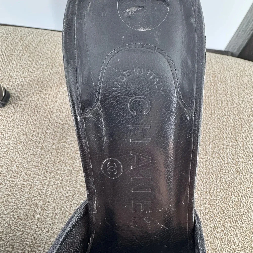 Chanel Travel Line Mules Canvas & Leather Pumps EUR 39 US 8.5